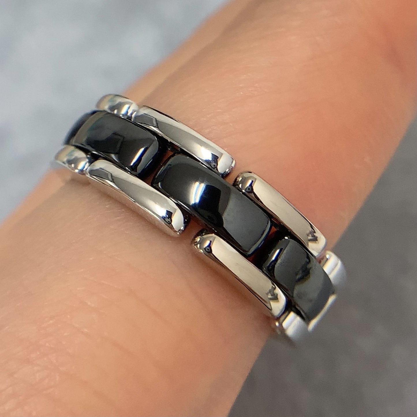 Chanel Black Ceramic Ring Size 57