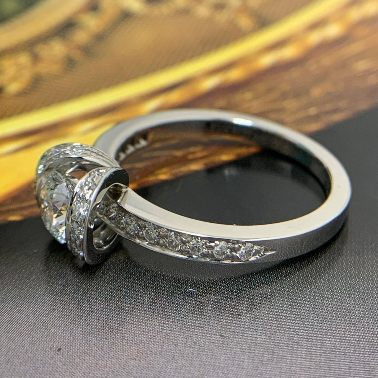Tiffany & Co. Ribbon Diamond Ring Size 51