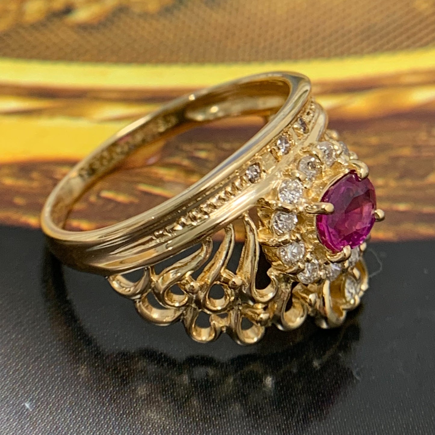 Ruby Diamond Crown Ring Size 49