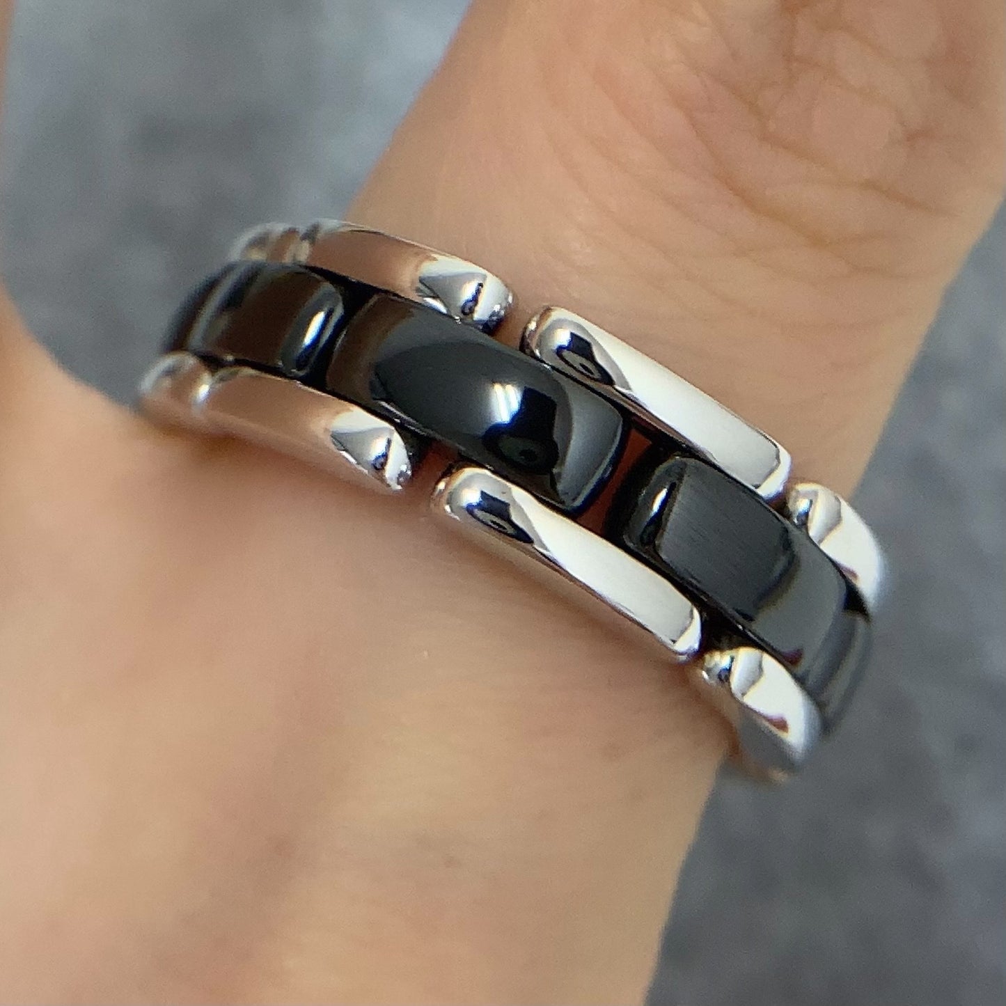 Chanel Black Ceramic Ring Size 57