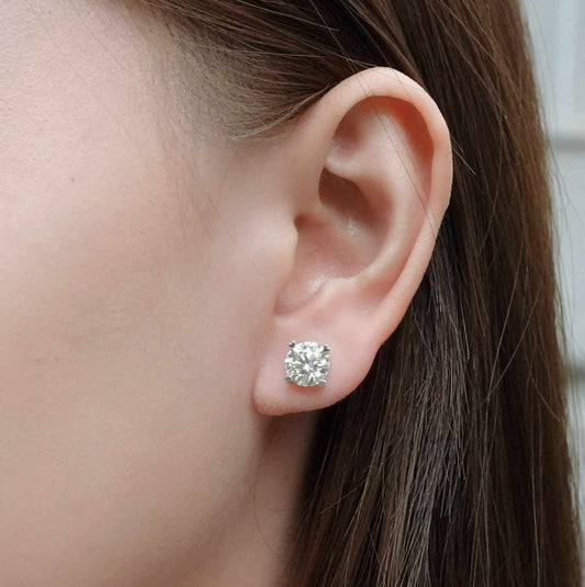 LAB Round Solitaire 4 Prong Heart Martini Earring