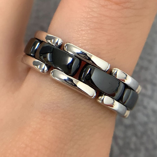 Chanel Black Ceramic Ring Size 57