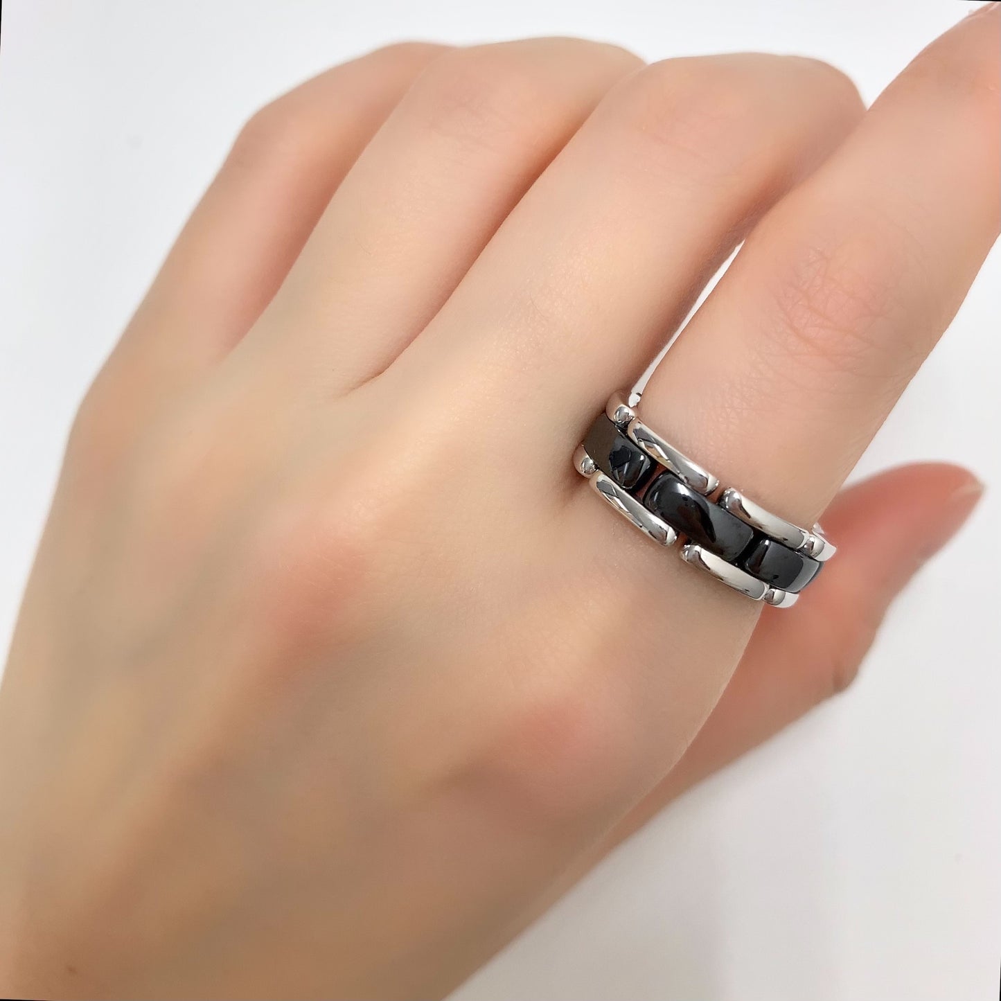 Chanel Black Ceramic Ring Size 57