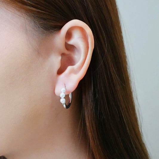 3P Akoya Hoop Earring