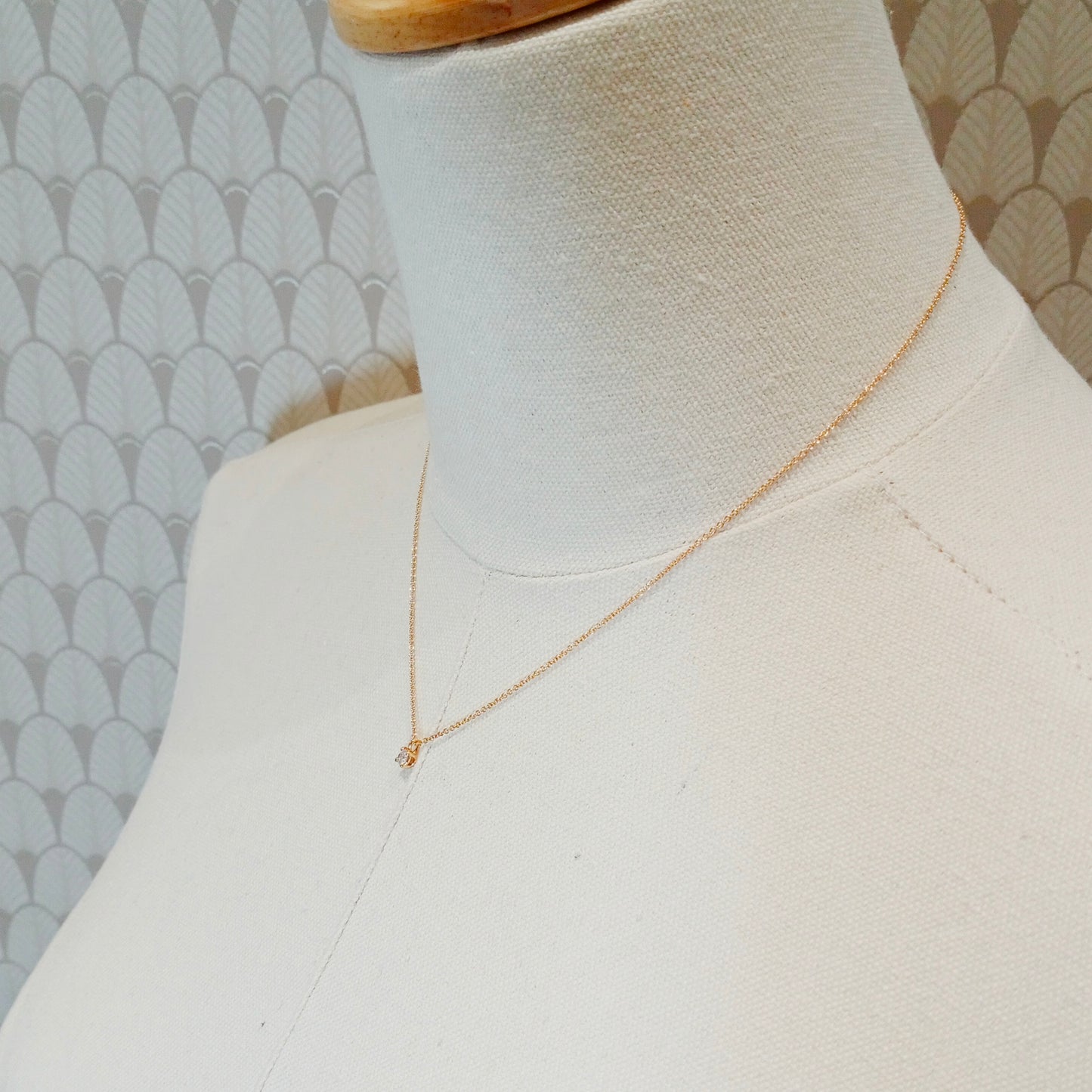 Tiffany & Co. Solitaire Diamond Necklace 0.17 carat K18 Pink Gold