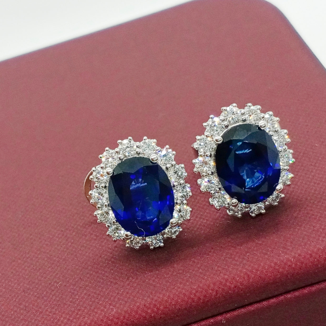 No Brand Diamond Sapphire Earring