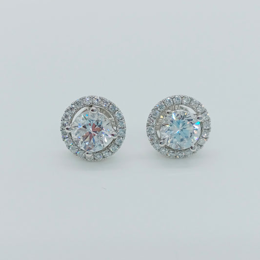 Stud Diamond Earring w/ Removable Halo 3.04ct