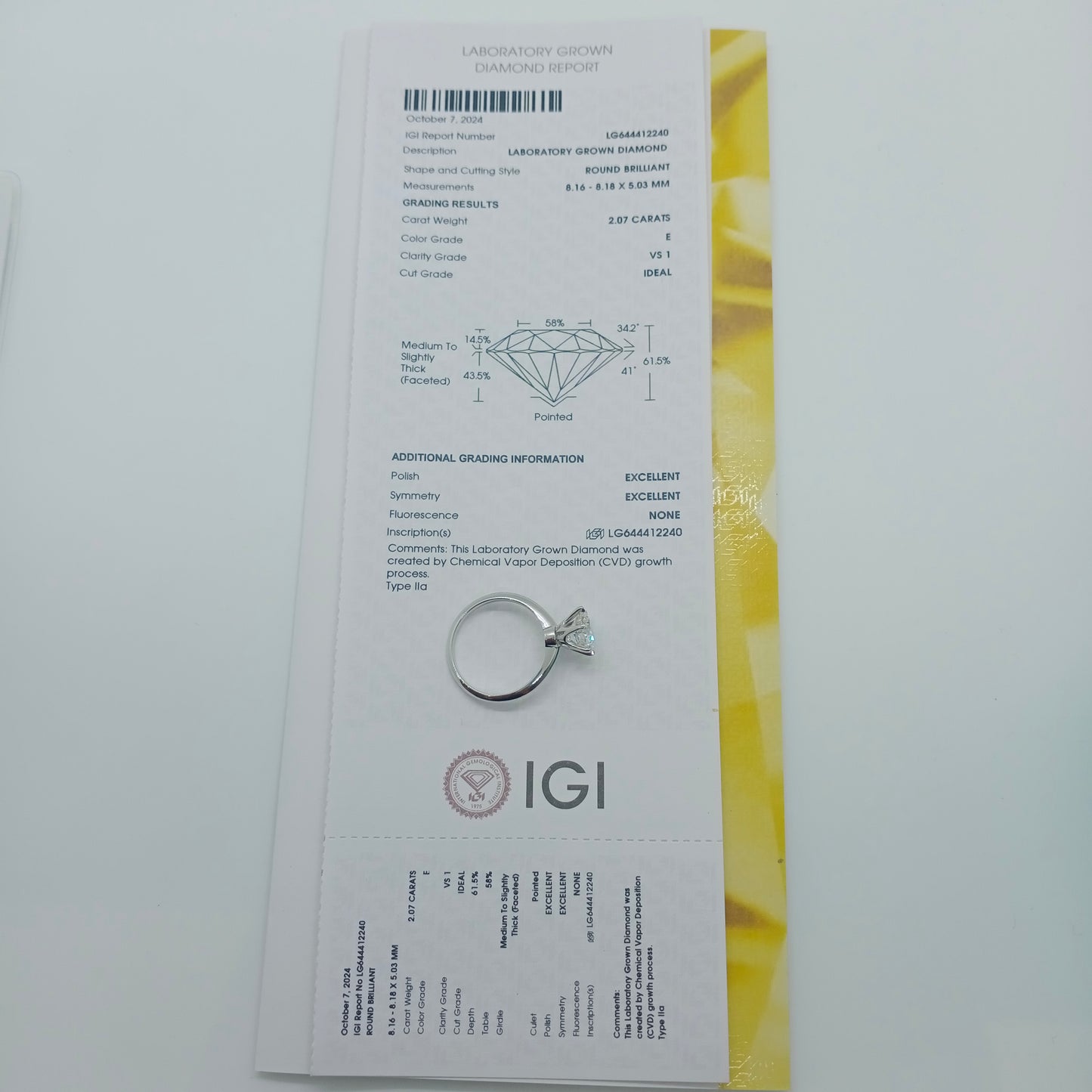 Solitaire Diamond Ring Size 56