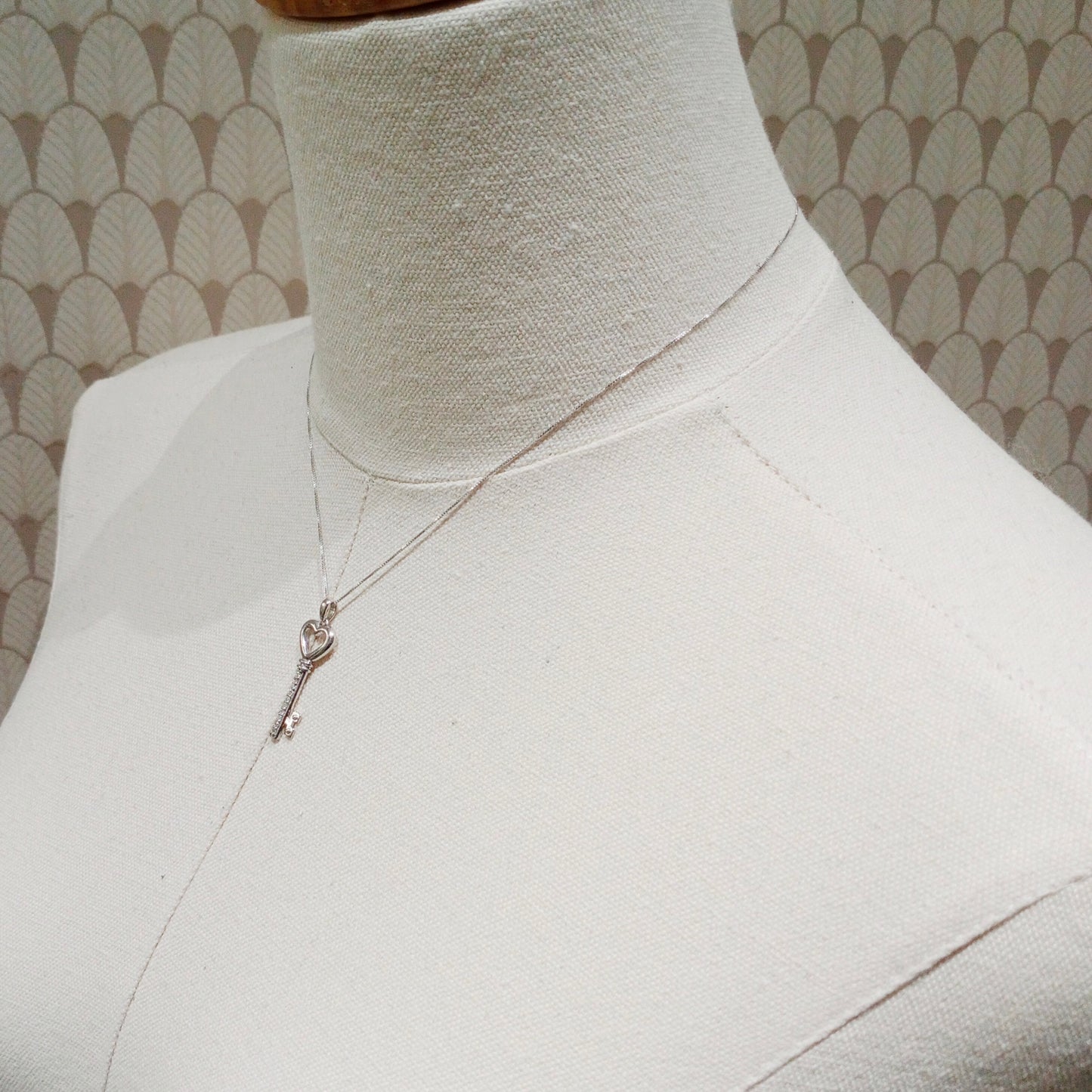 Diamond Heart Key Necklace 0.10ct