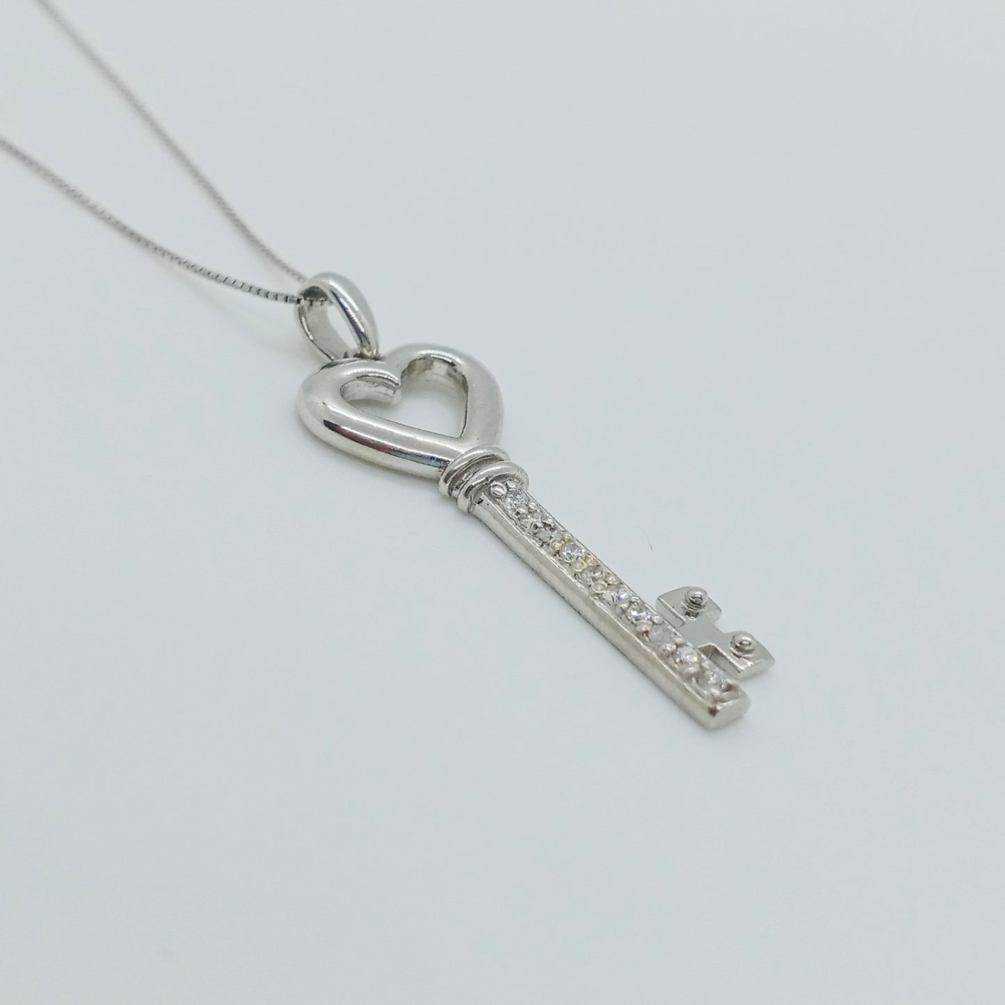 Diamond Heart Key Necklace 0.10ct