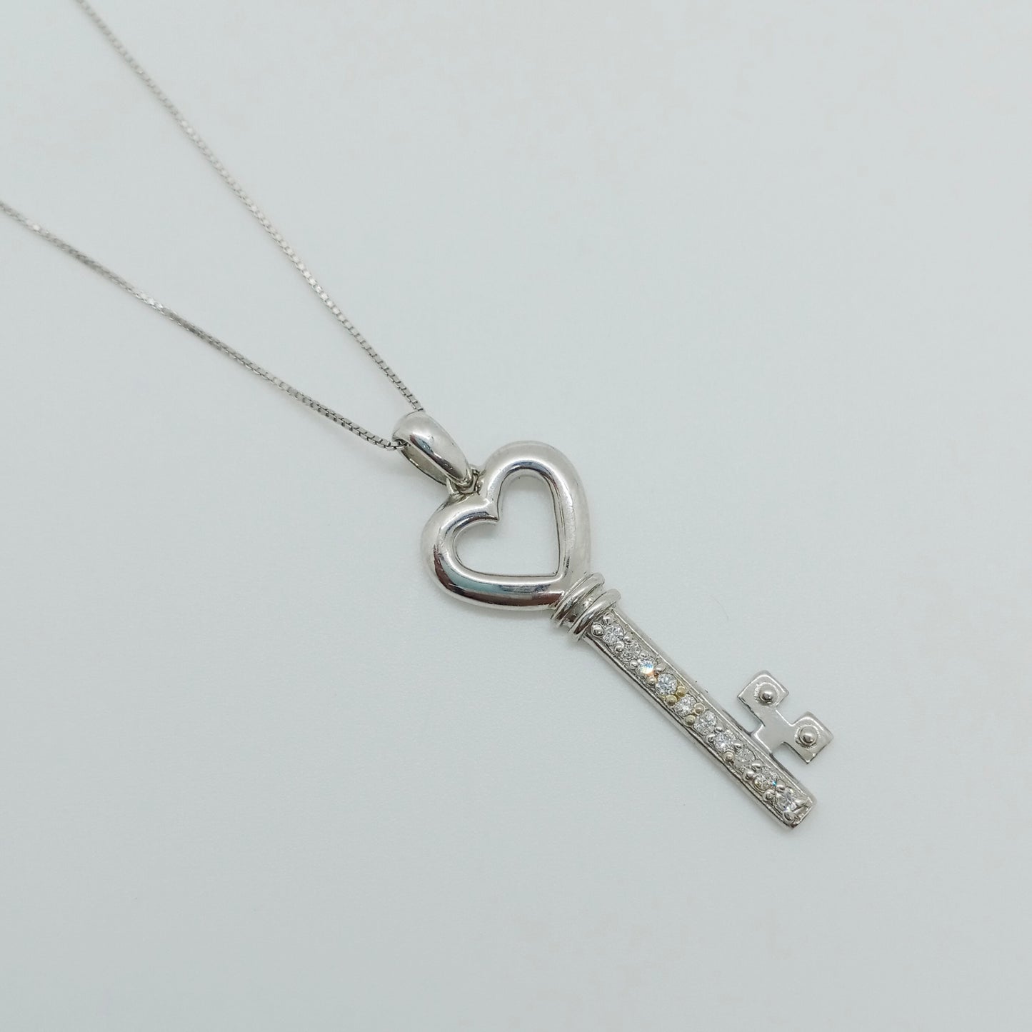 Diamond Heart Key Necklace 0.10ct