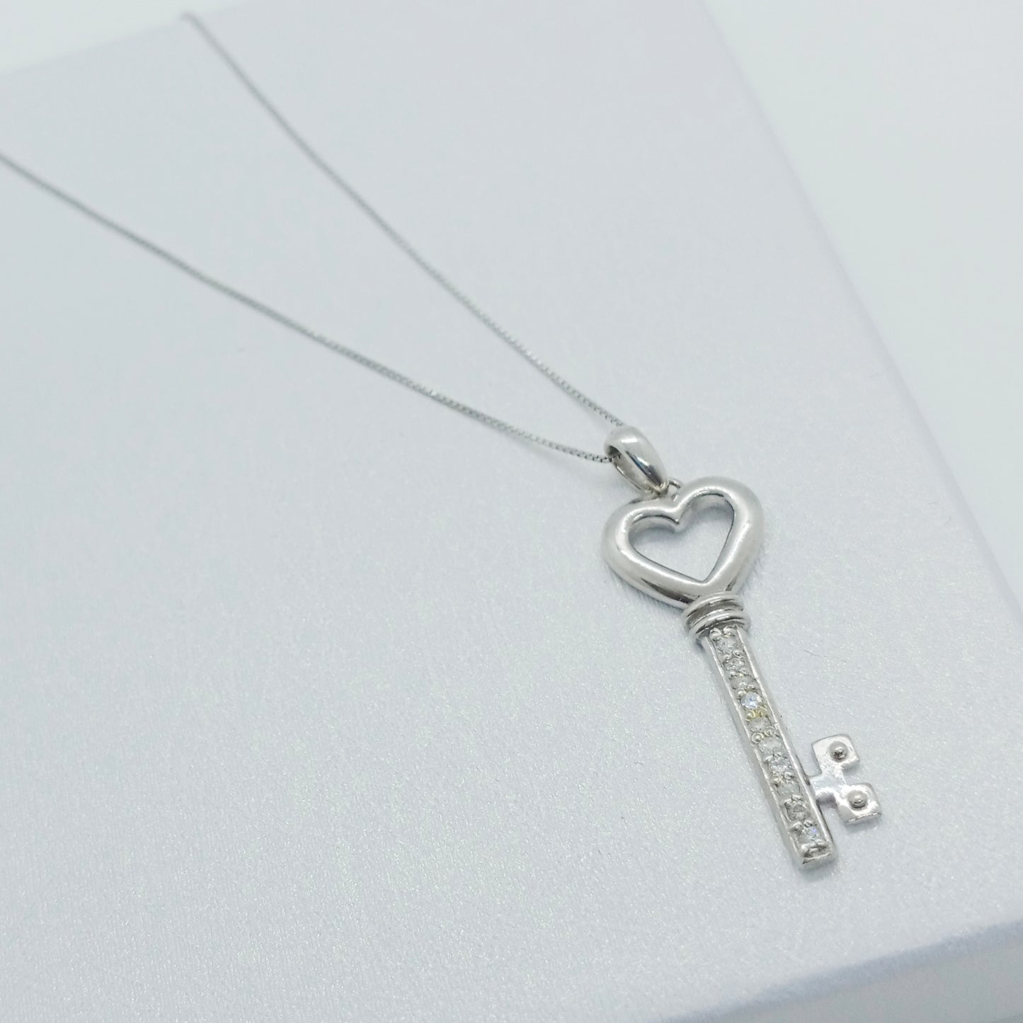 Diamond Heart Key Necklace 0.10ct