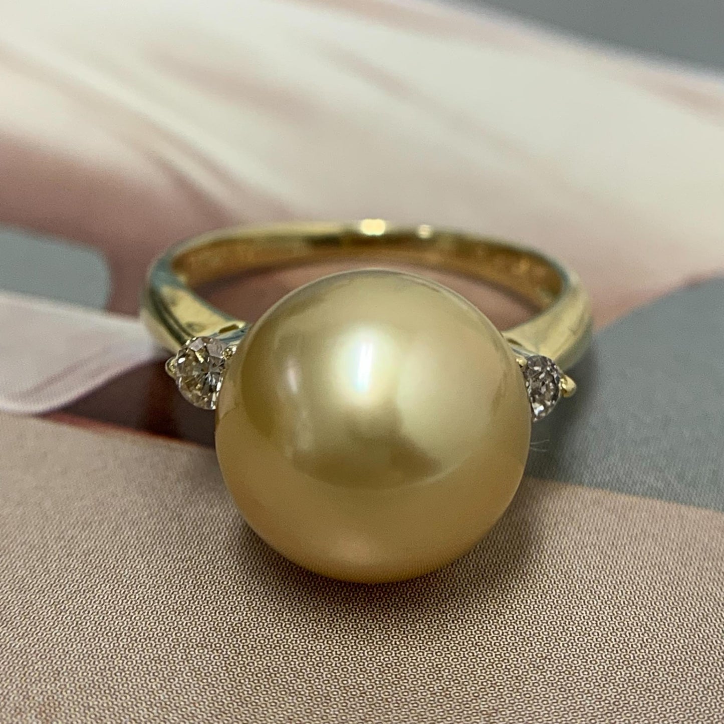 South Sea Pearl Diamond Ring Size 51