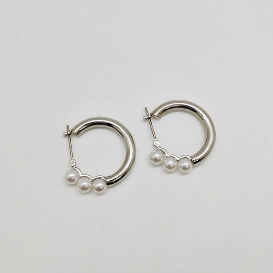 3P Akoya Hoop Earring