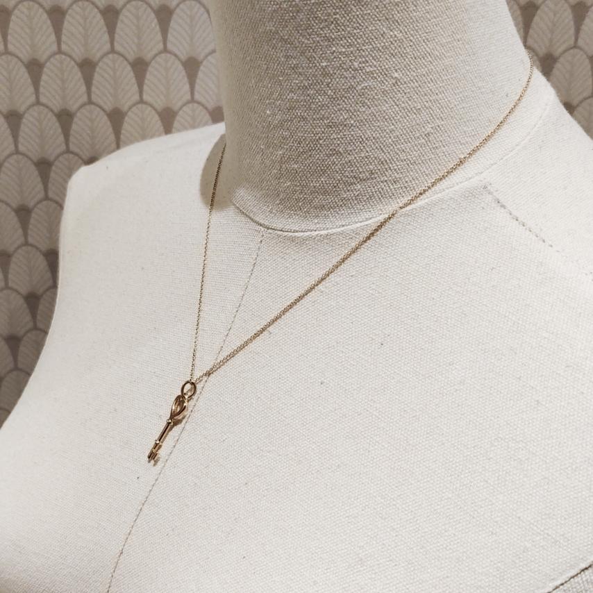 Tiffany & Co. Large Key Heart Necklace K18 Pink Gold