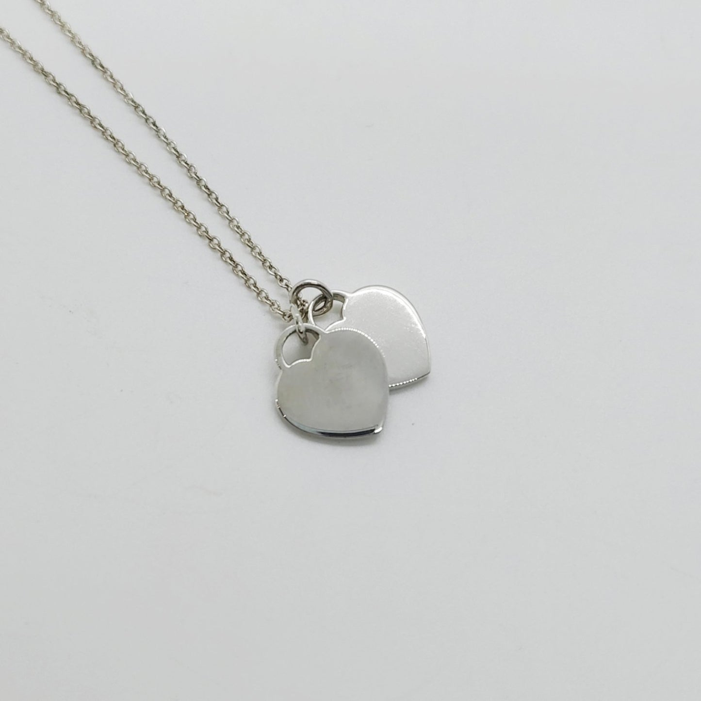 Tiffany& Co. Double Heart Return Blue Silver Necklace