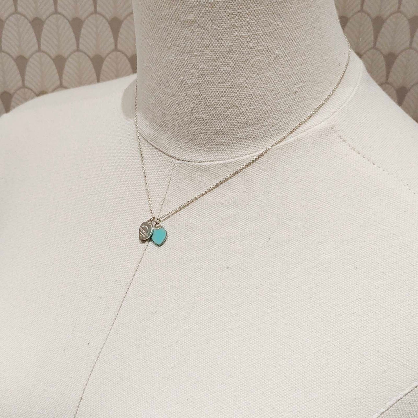 Tiffany& Co. Double Heart Return Blue Silver Necklace