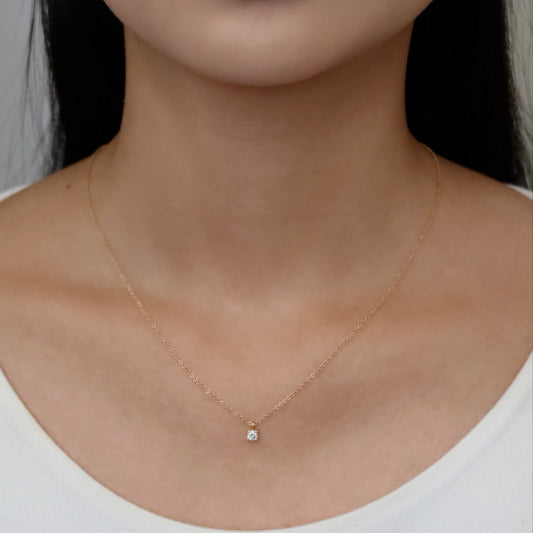 Tiffany & Co. Solitaire Diamond Necklace 0.17 carat K18 Pink Gold