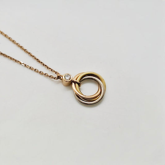 Cartier 3 Tone Trinity Diamond Necklace