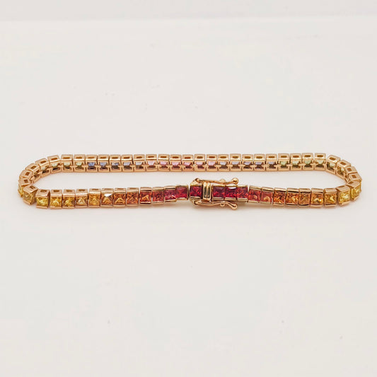 Tennis Bracelet (Princess) Colored Stone