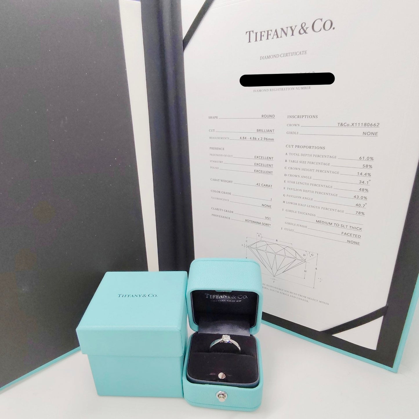 Tiffany & Co. Diamond Ring 0.42ct Size 52