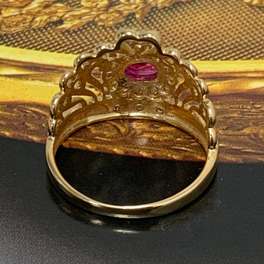 Ruby Diamond Crown Ring Size 49