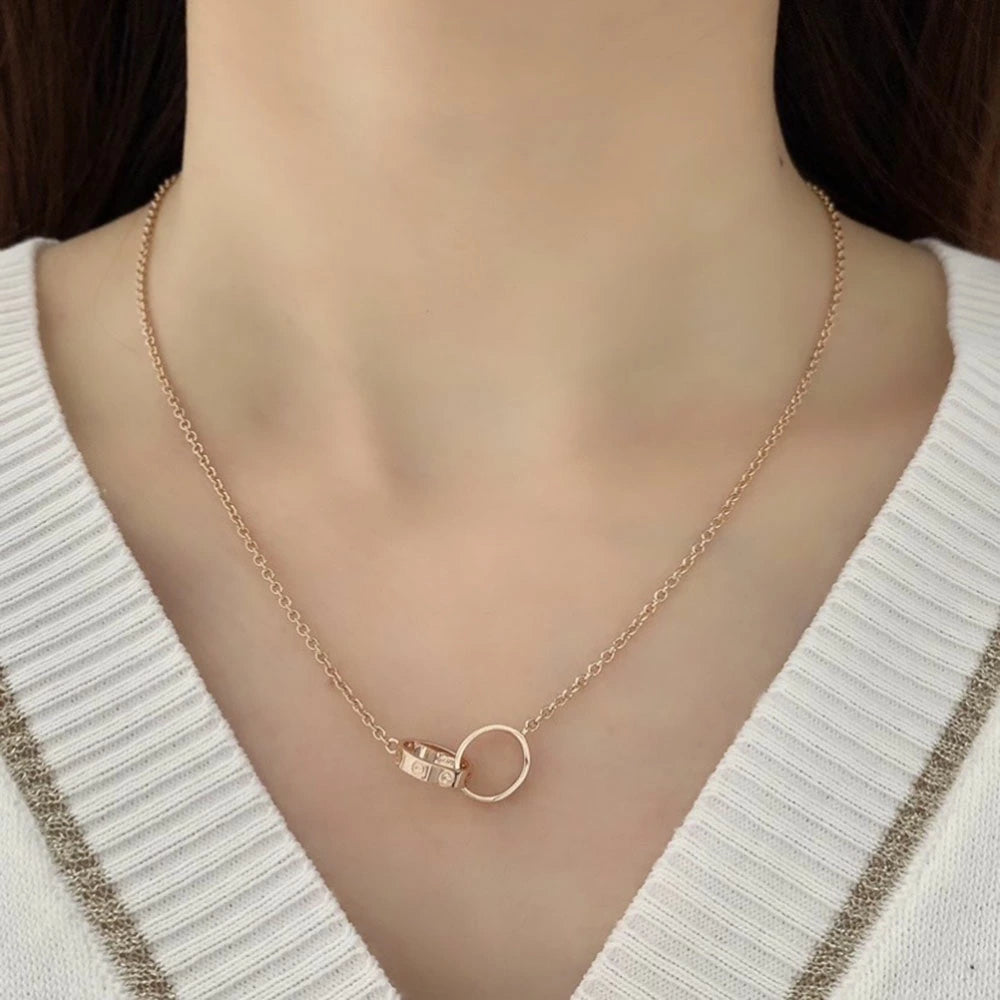 Cartier Interlocking Necklace K18PG