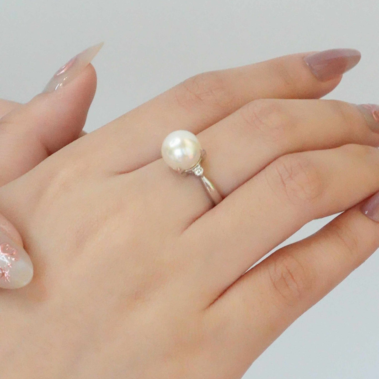 Akoya Pearl Diamond 9mm Ring Size 50