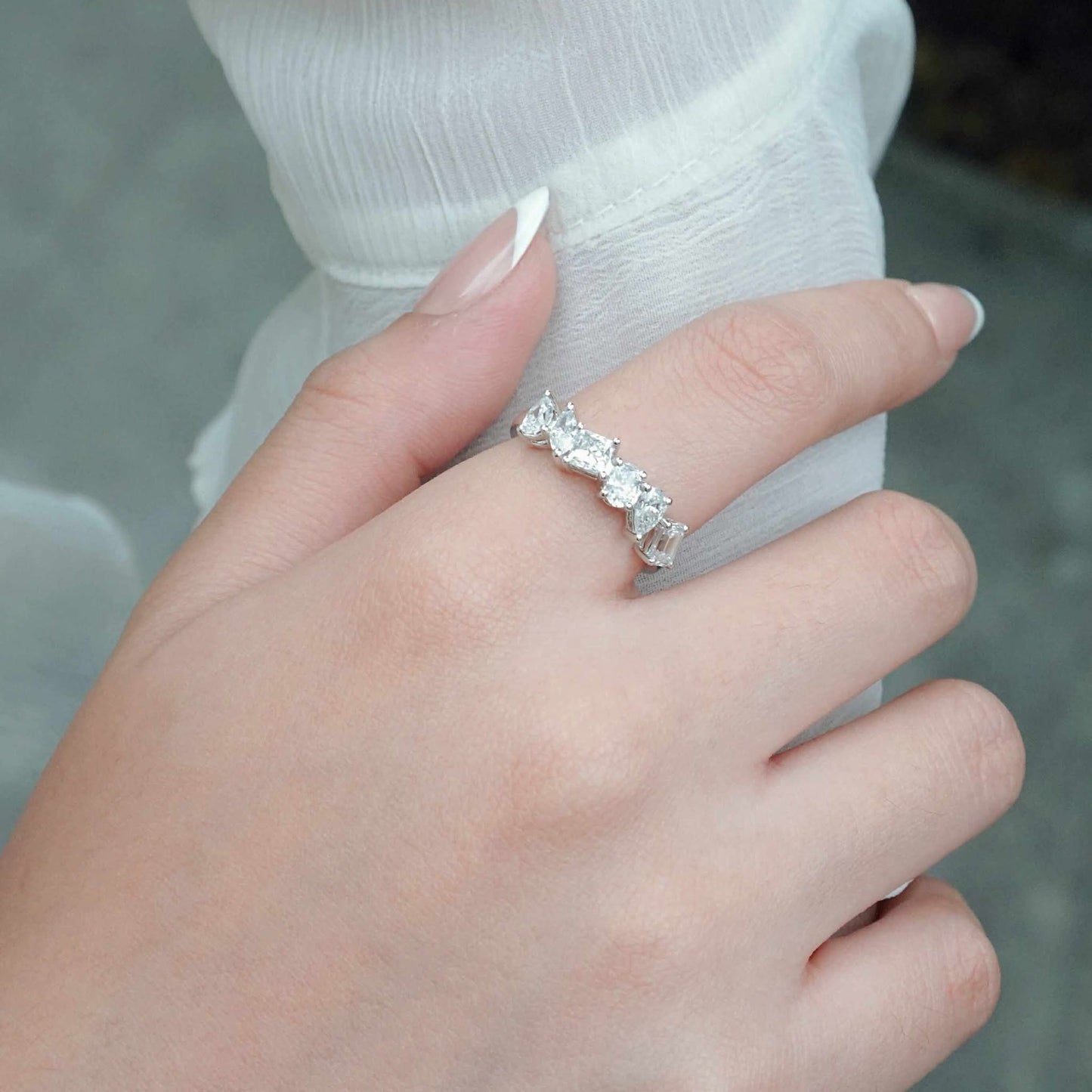 LAB Multi Shaped Semi Eternity Ring