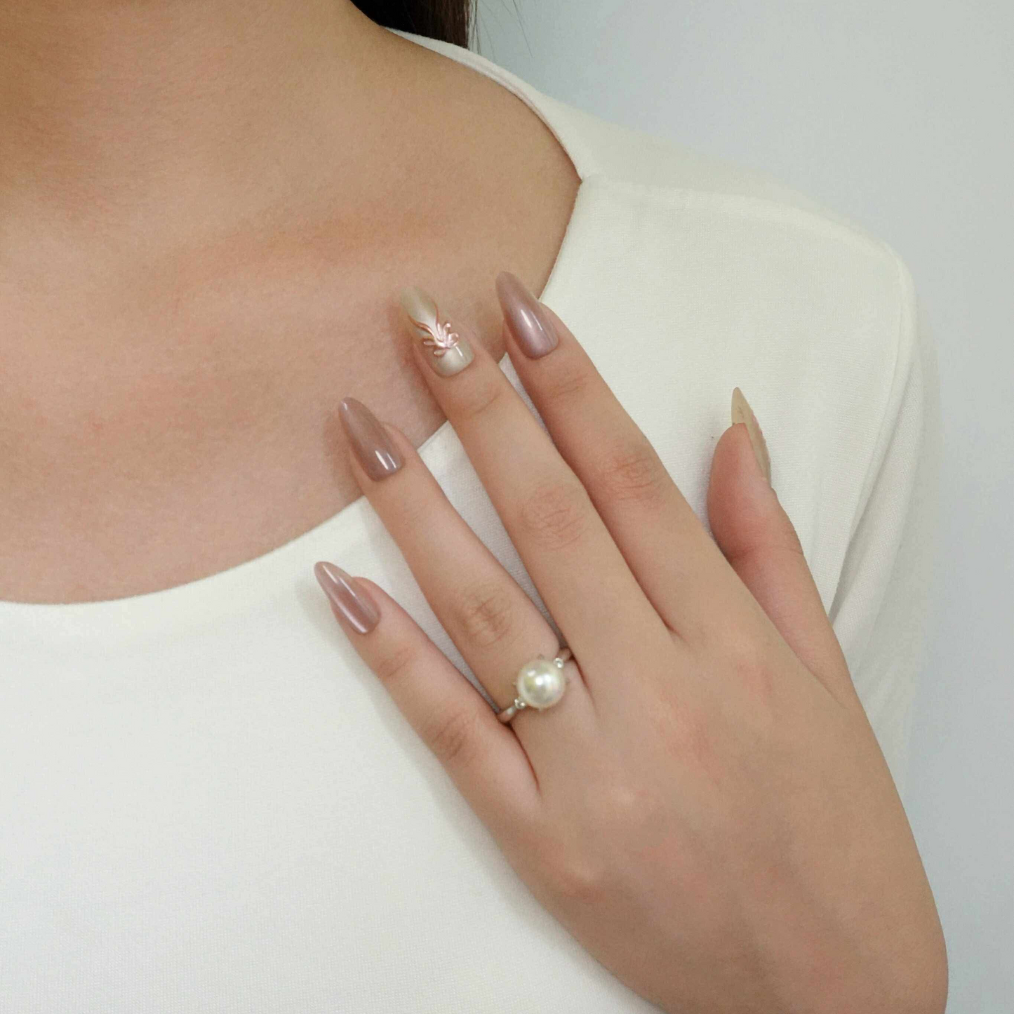 Akoya Pearl Diamond 9mm Ring Size 50