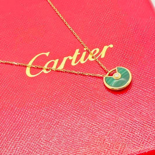 [PRE-OWNED] Cartier Amulette de Cartier Malachite Pendant Necklace