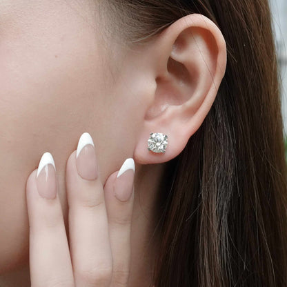 LAB Round Solitaire 4 Prong Heart Martini Earring