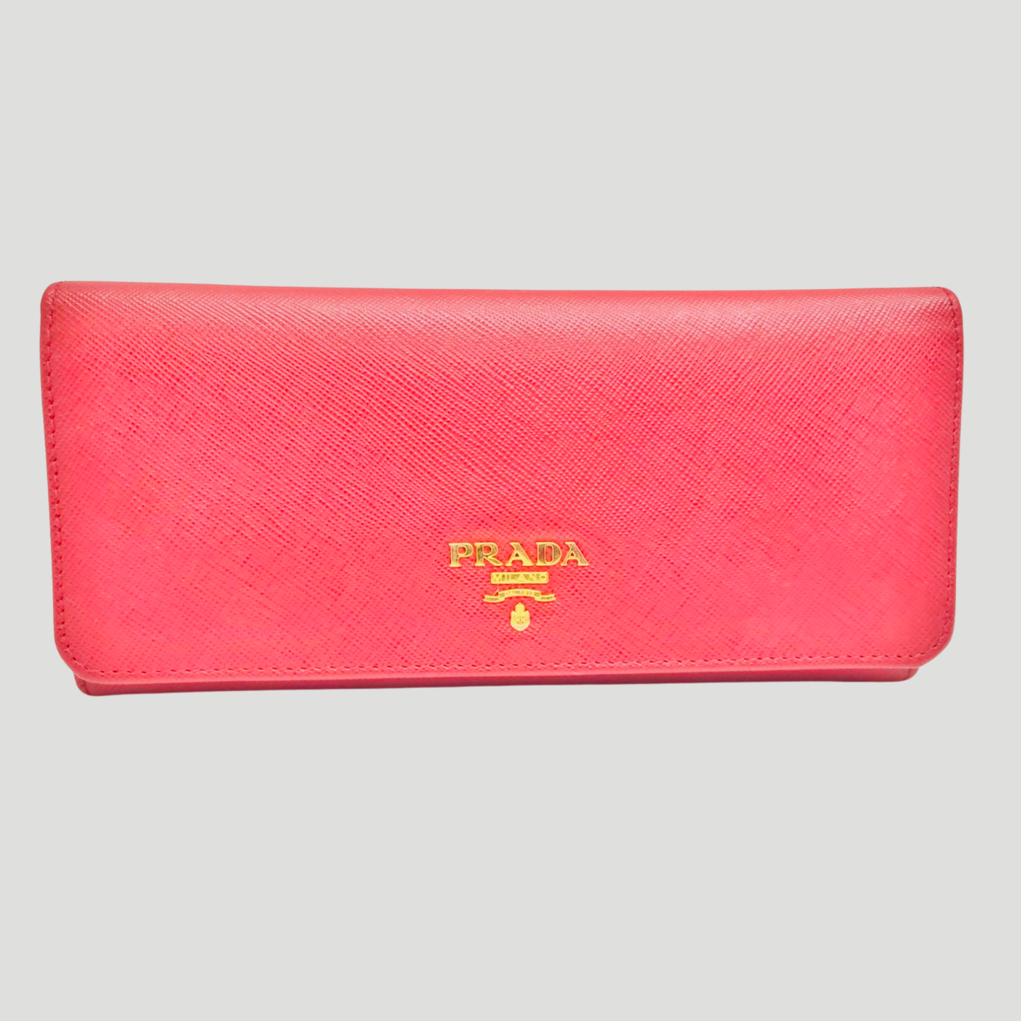Prada Saffiano Red Leather Continental Wallet