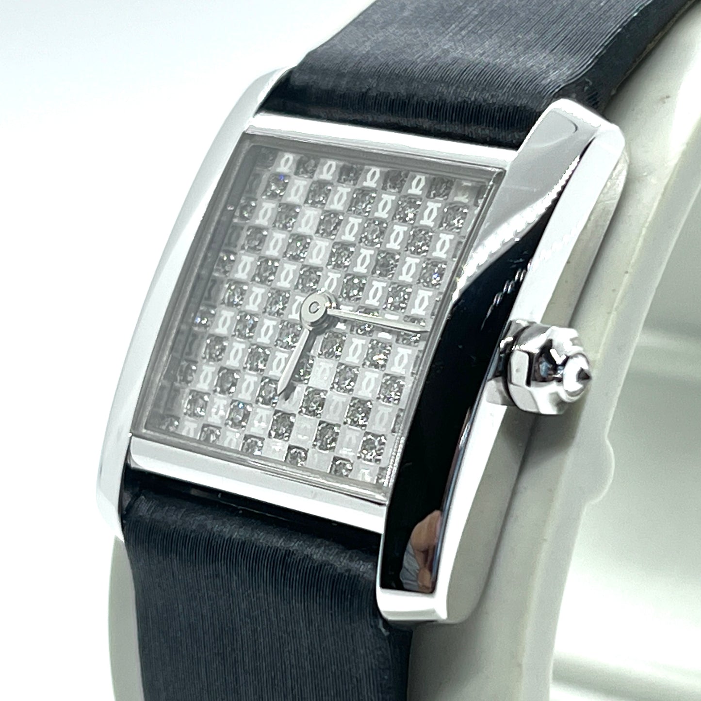 Cartier Tank Francaise SM Full Pave Diamond Dial Solid K18 White Gold