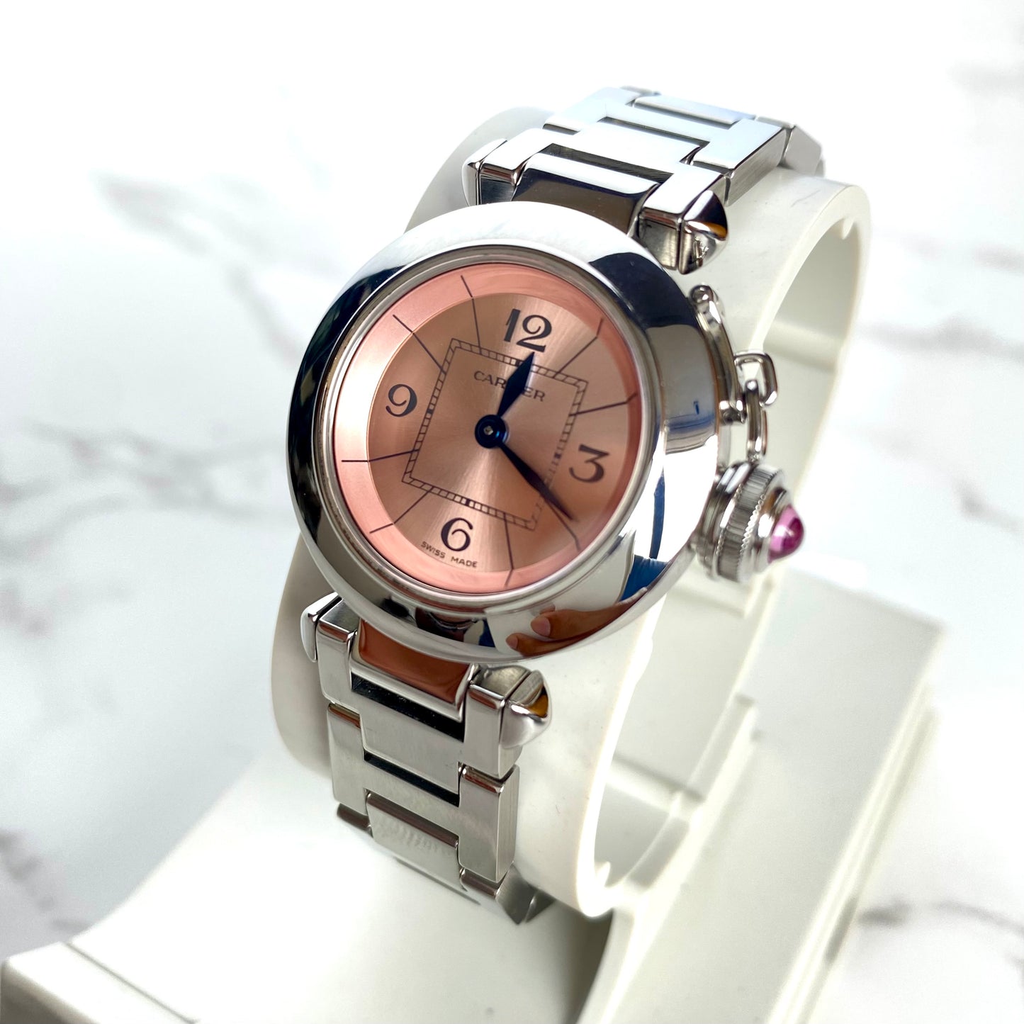 Cartier Miss Pasha Pink Dial All Steel 27mm