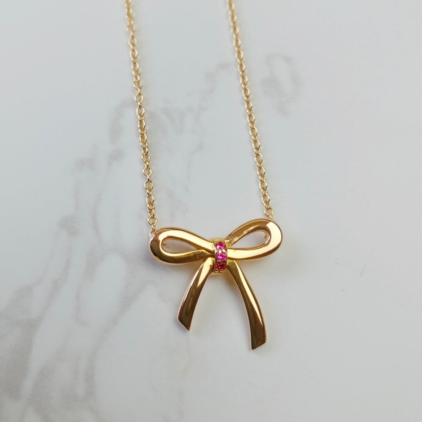 Tiffany&Co. Bow Pink Sapphire Necklace