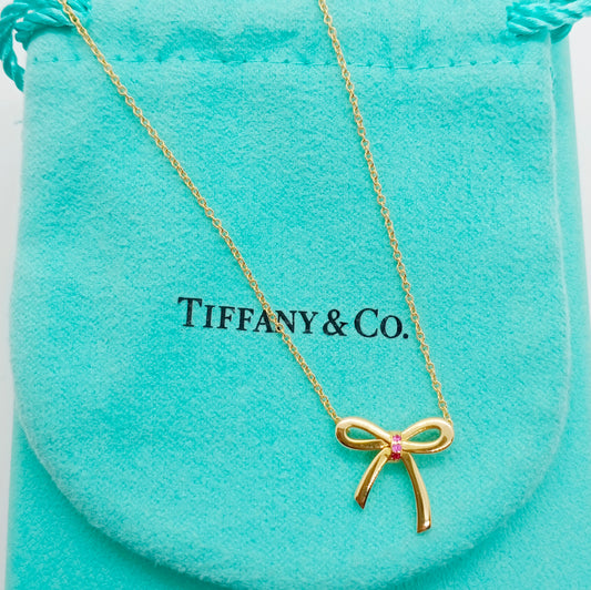 Tiffany&Co. Bow Pink Sapphire Necklace