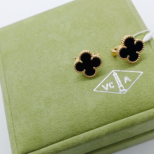 VCA Vintage Alhambra Onyx Earrings