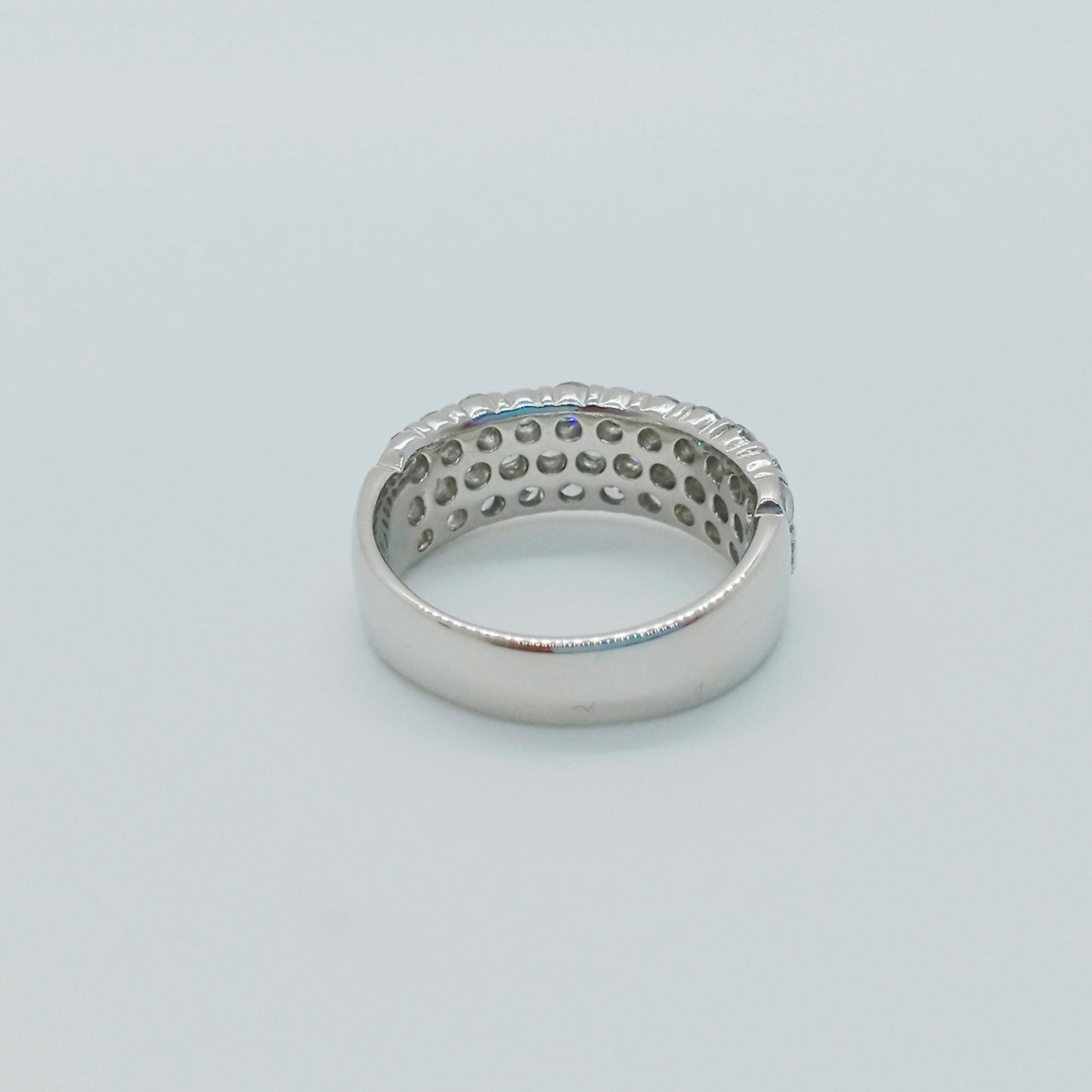 Pave Diamond Three Rows Ring 2.00ct Size 53