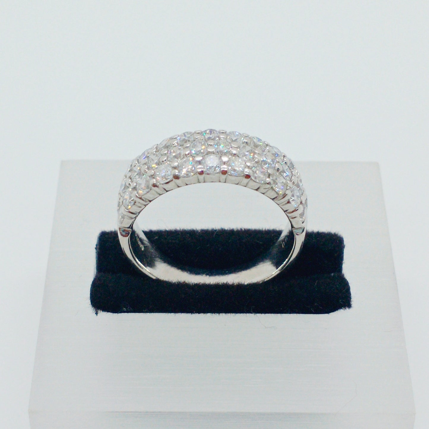 Pave Diamond Three Rows Ring 2.00ct Size 53