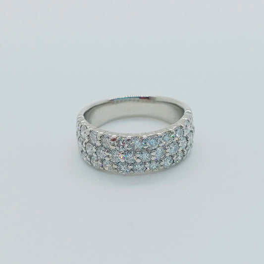 Pave Diamond Three Rows Ring 2.00ct Size 53