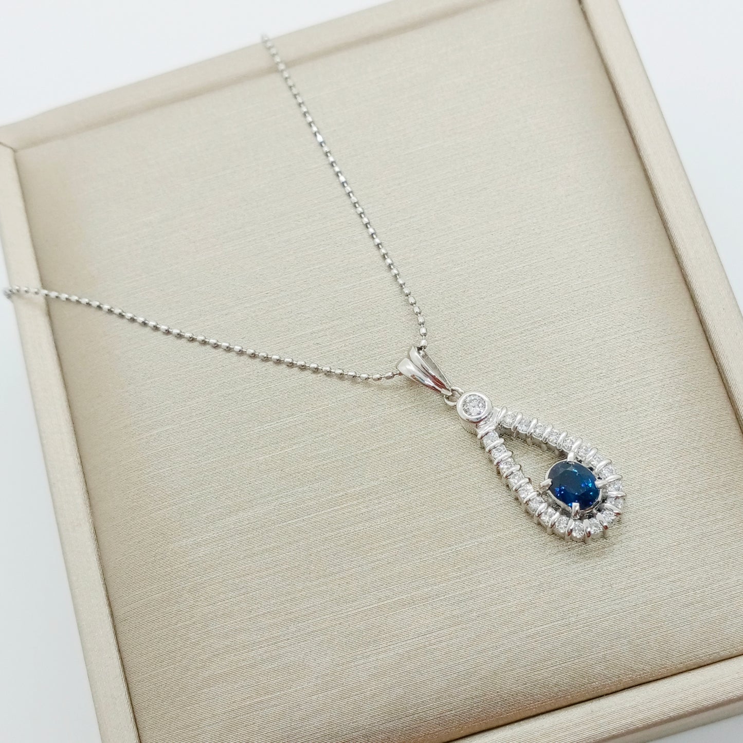 Sapphire Diamond Drop Motif Necklace