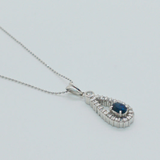 Sapphire Diamond Drop Motif Necklace