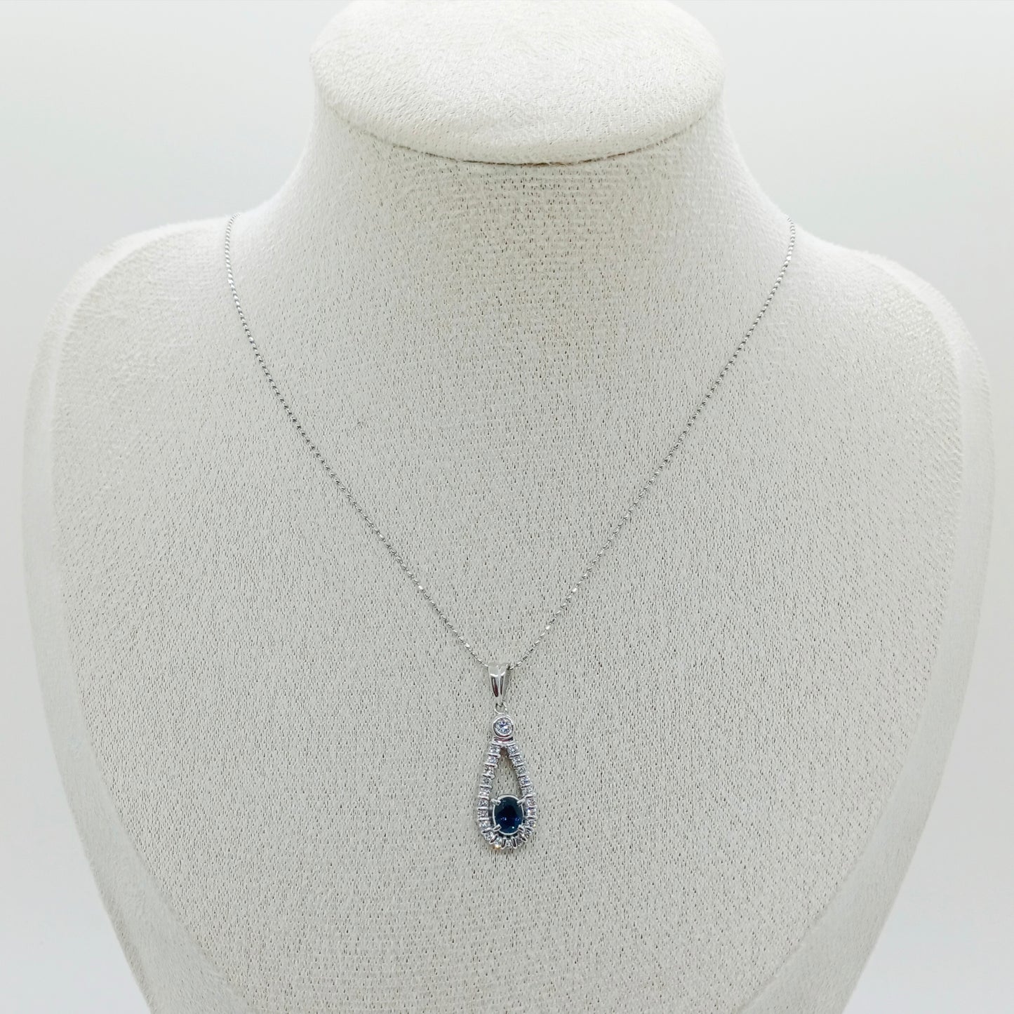 Sapphire Diamond Drop Motif Necklace