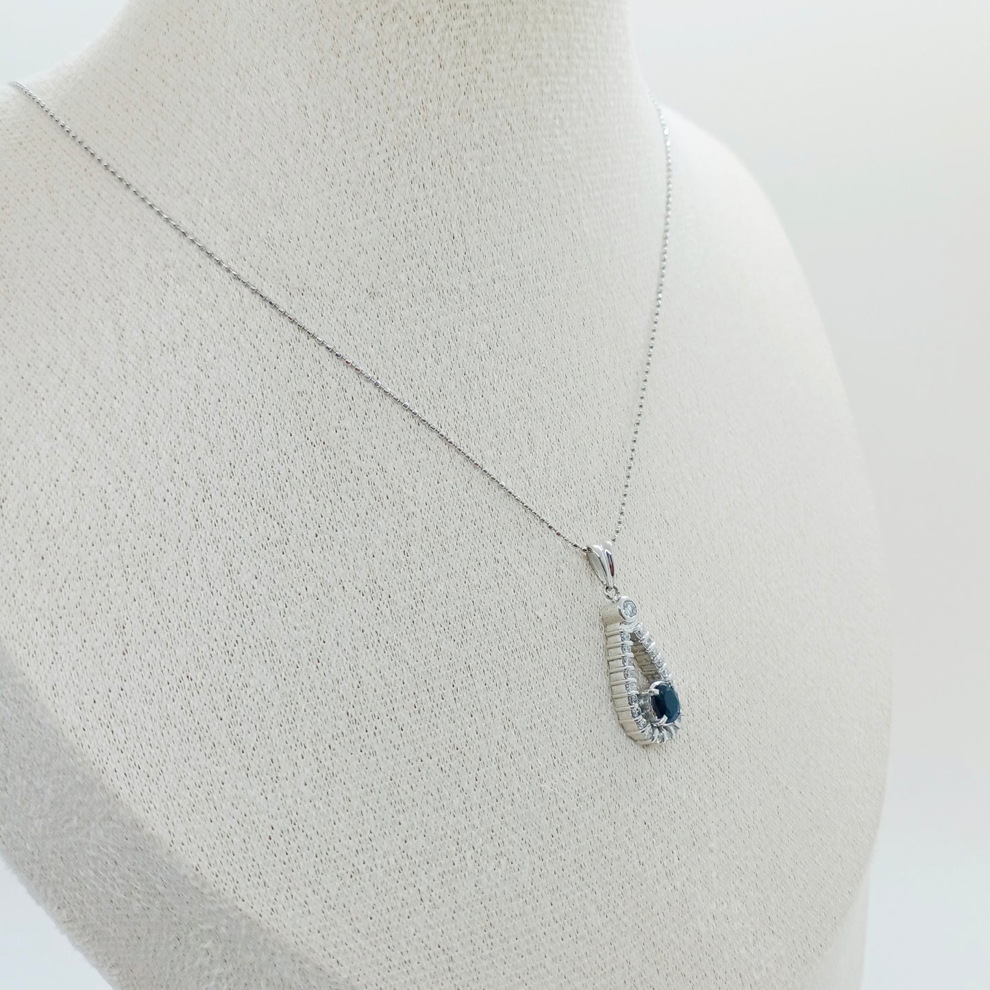 Sapphire Diamond Drop Motif Necklace