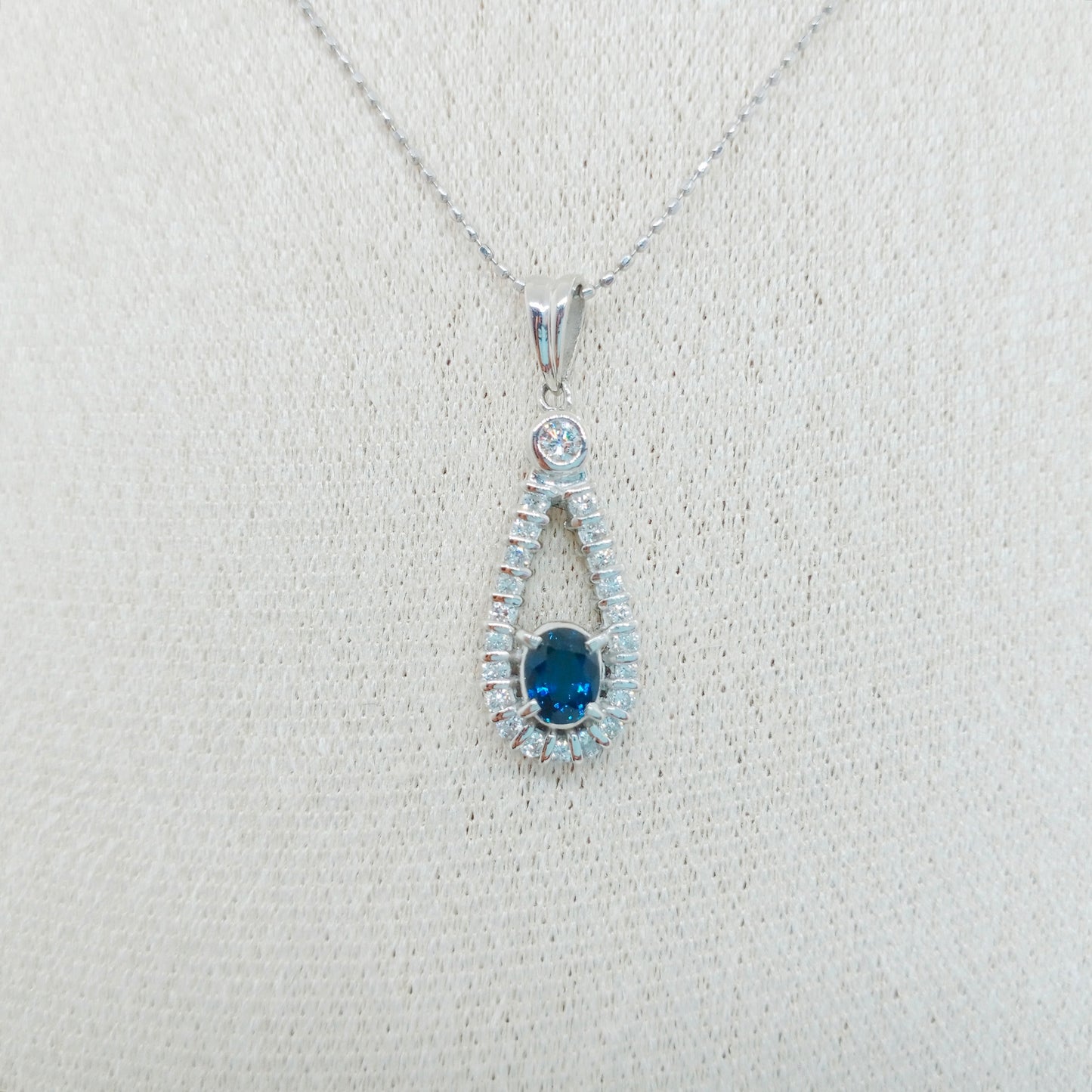 Sapphire Diamond Drop Motif Necklace