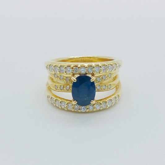 Sapphire Diamond Ring Size 56