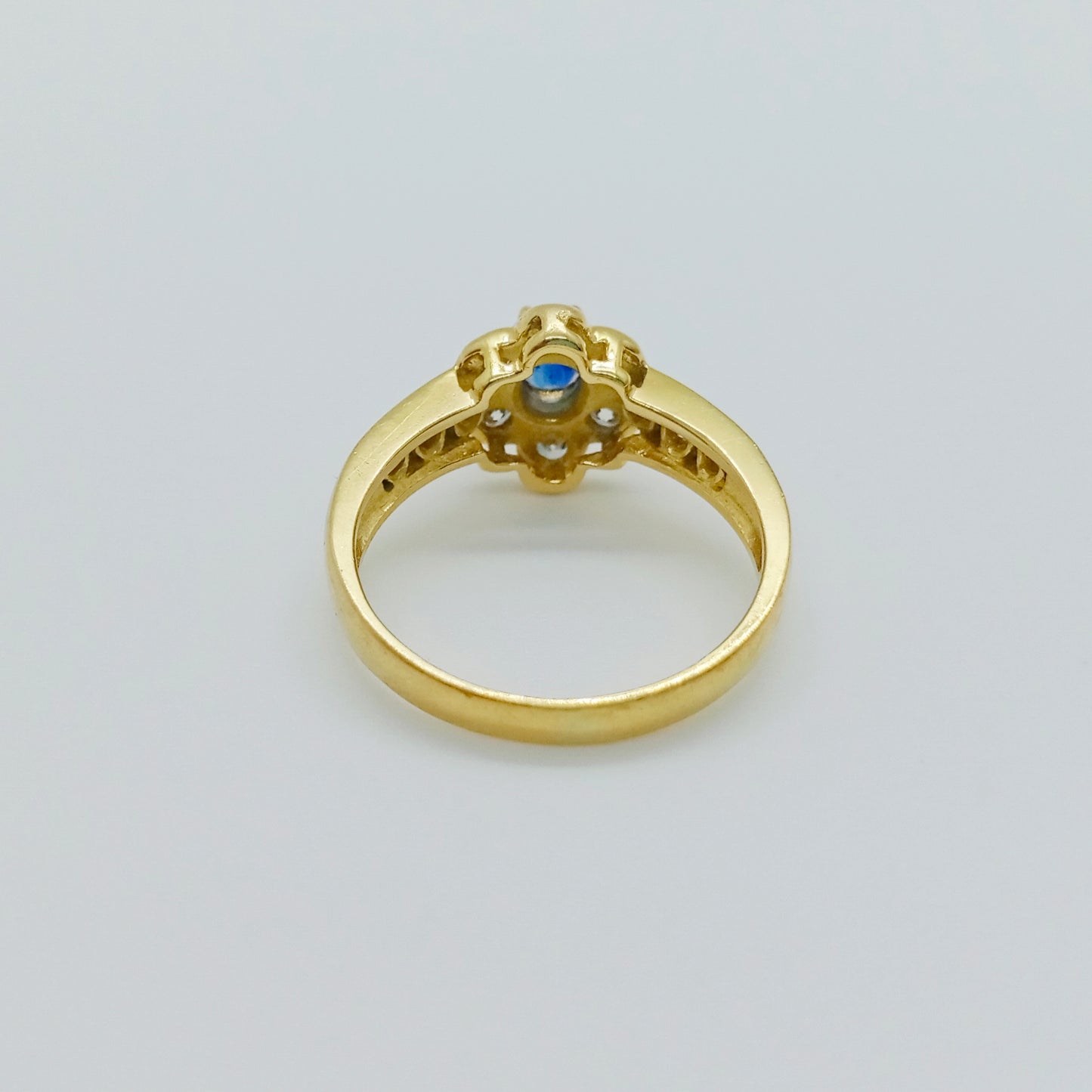 Sapphire Diamond Mini Flower Ring Size 49