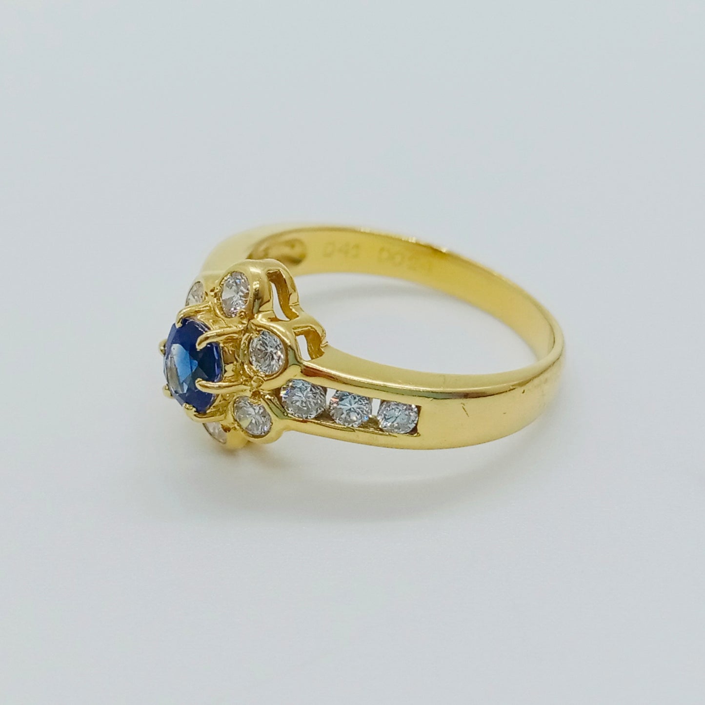 Sapphire Diamond Mini Flower Ring Size 49