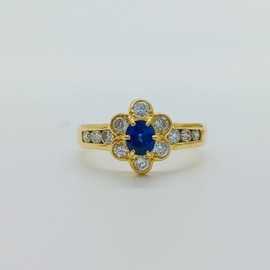 Sapphire Diamond Mini Flower Ring Size 49